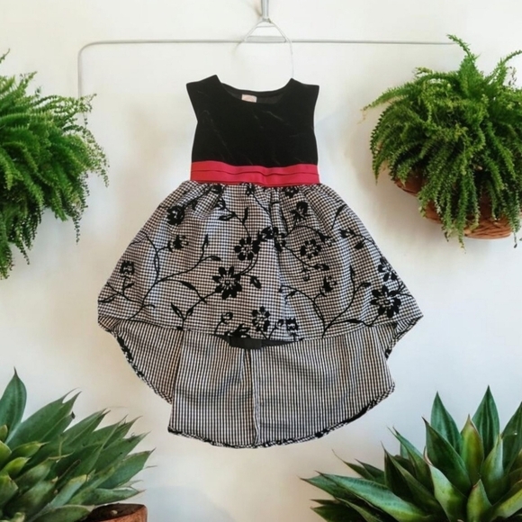 Wonder Nation Velvet High Low Black and Red Formal Kids Dress Size 4 - Picture 1 of 8